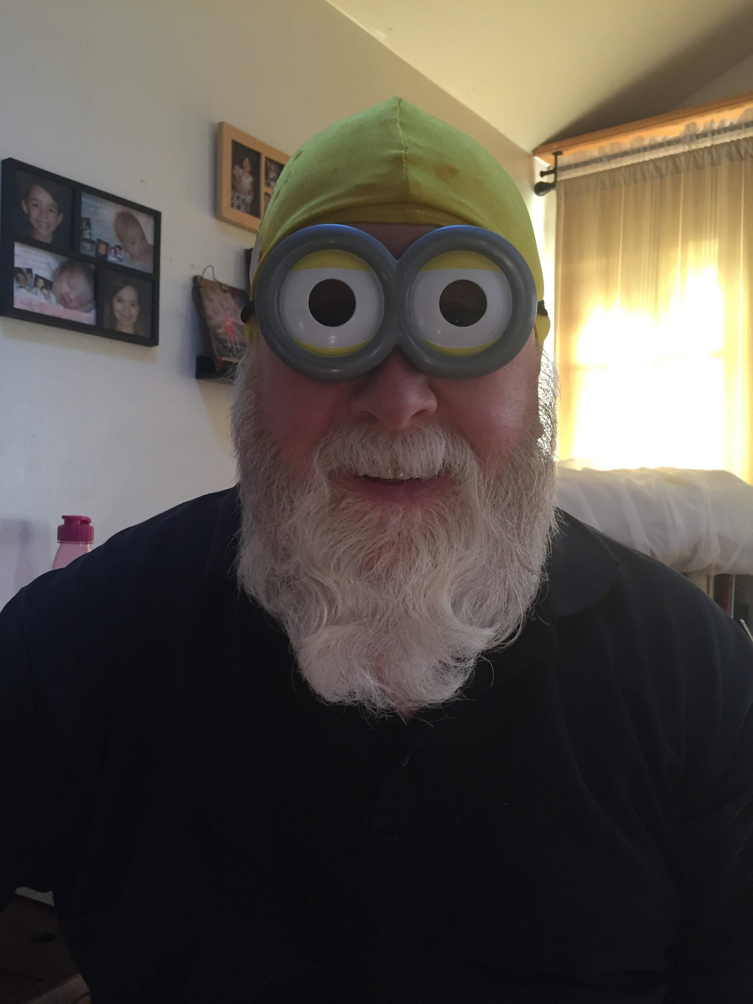 Tom wearing Minion goggles